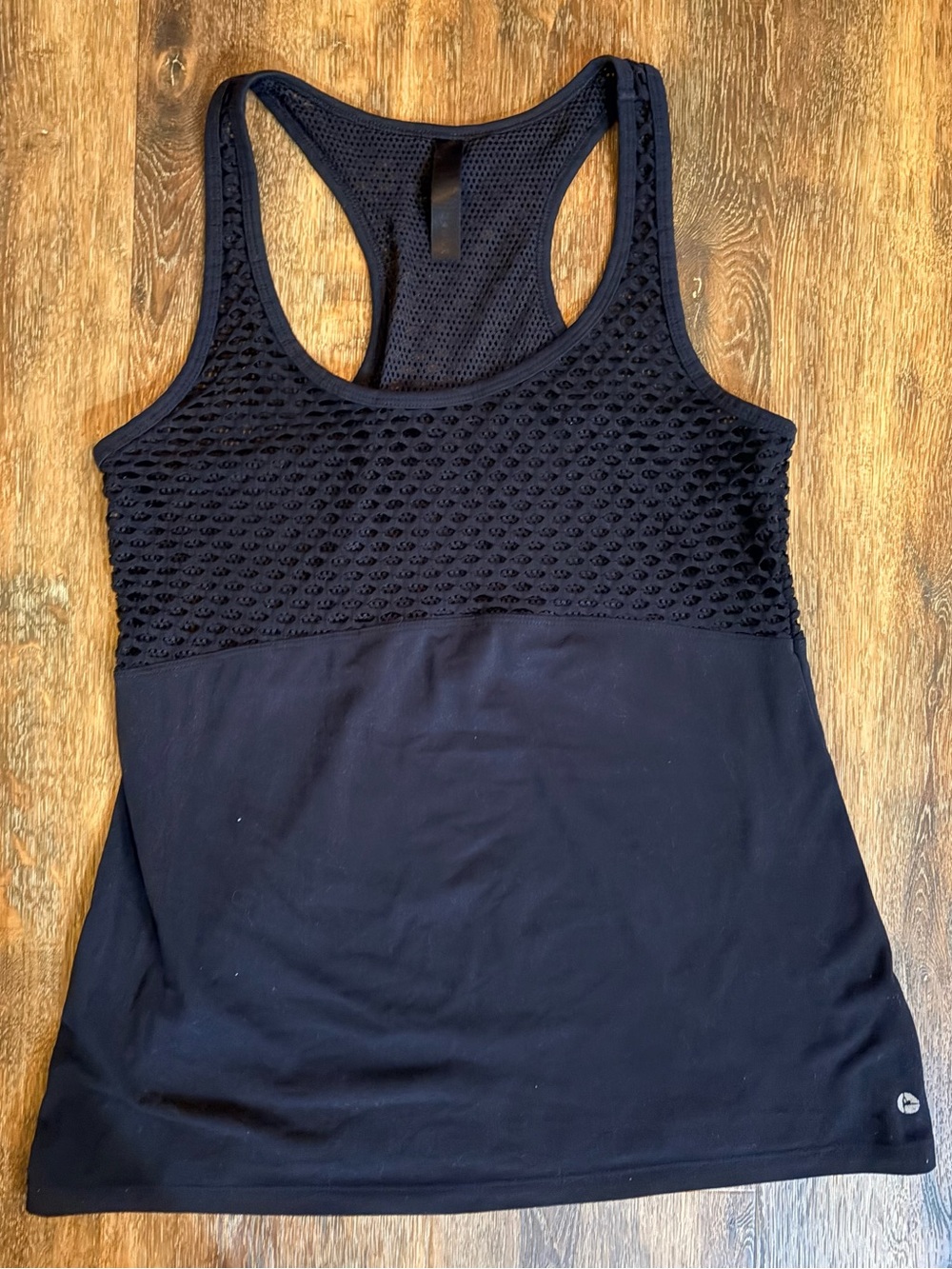 Women's Black Textured Mesh Racerback Tank Top